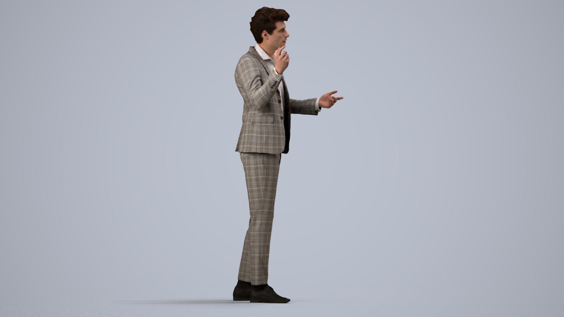 scanned 3D man business, photogrammetry people for Enscape and V-Ray, side view render