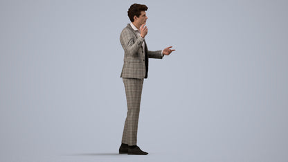 scanned 3D man business, photogrammetry people for Enscape and V-Ray, side view render