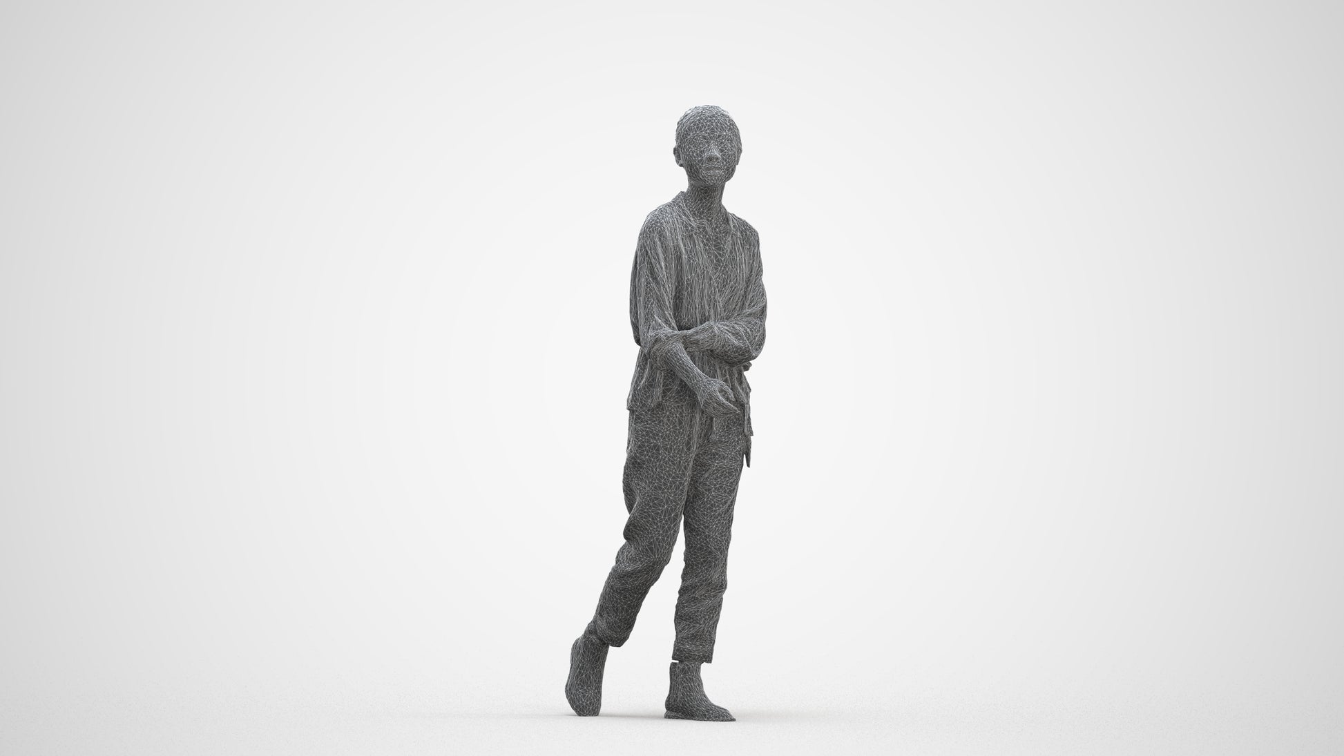realistic 3D human woman casual walking, archviz people FBX OBJ for Blender, three-quarter front view render