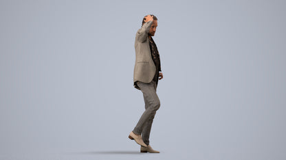 scanned 3D man business standing, photogrammetry people for Enscape and V-Ray, side view render