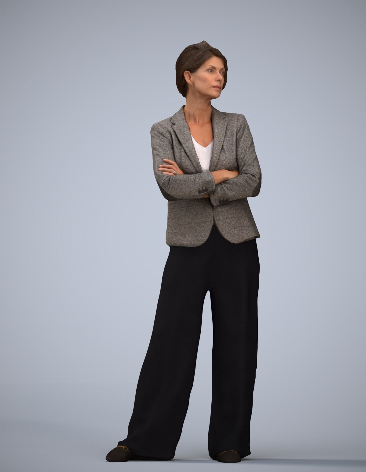 3D human model woman business, photogrammetry scanned person for archviz