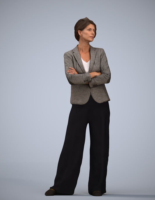 3D human model woman business, photogrammetry scanned person for archviz