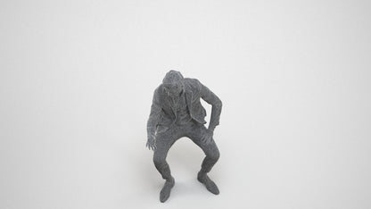 3D human model man business, photogrammetry scanned person for archviz, wireframe three-quarter view