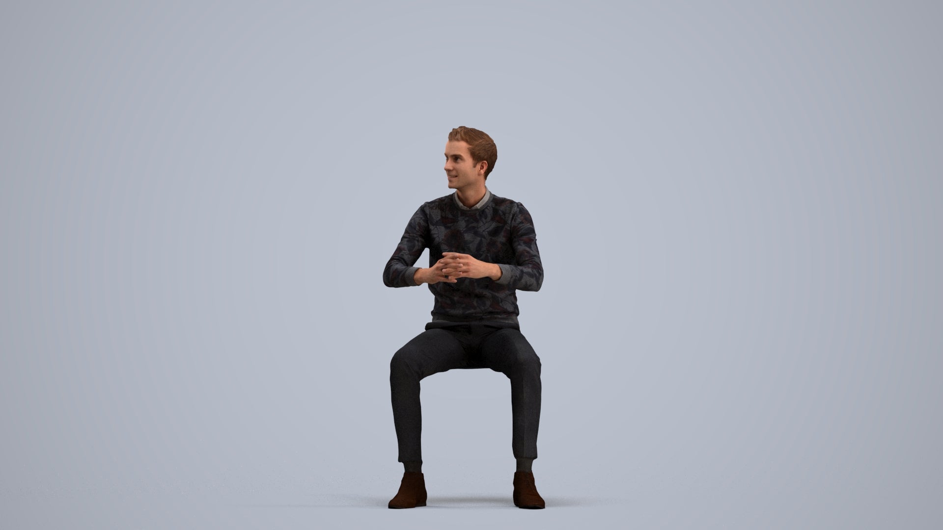 3D human model man casual business, photogrammetry scanned person for archviz, standing pose render