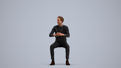 3D human model man casual business, photogrammetry scanned person for archviz, standing pose render