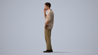 realistic 3D human man casual standing, archviz people FBX OBJ for Blender, three-quarter view render