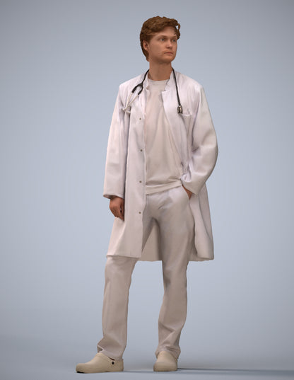 scanned 3D man standing, photogrammetry people for Enscape and V-Ray