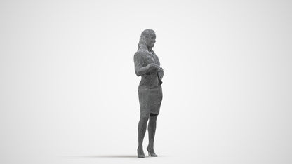 photogrammetry 3D woman business, realistic human model archviz FBX, wireframe side view
