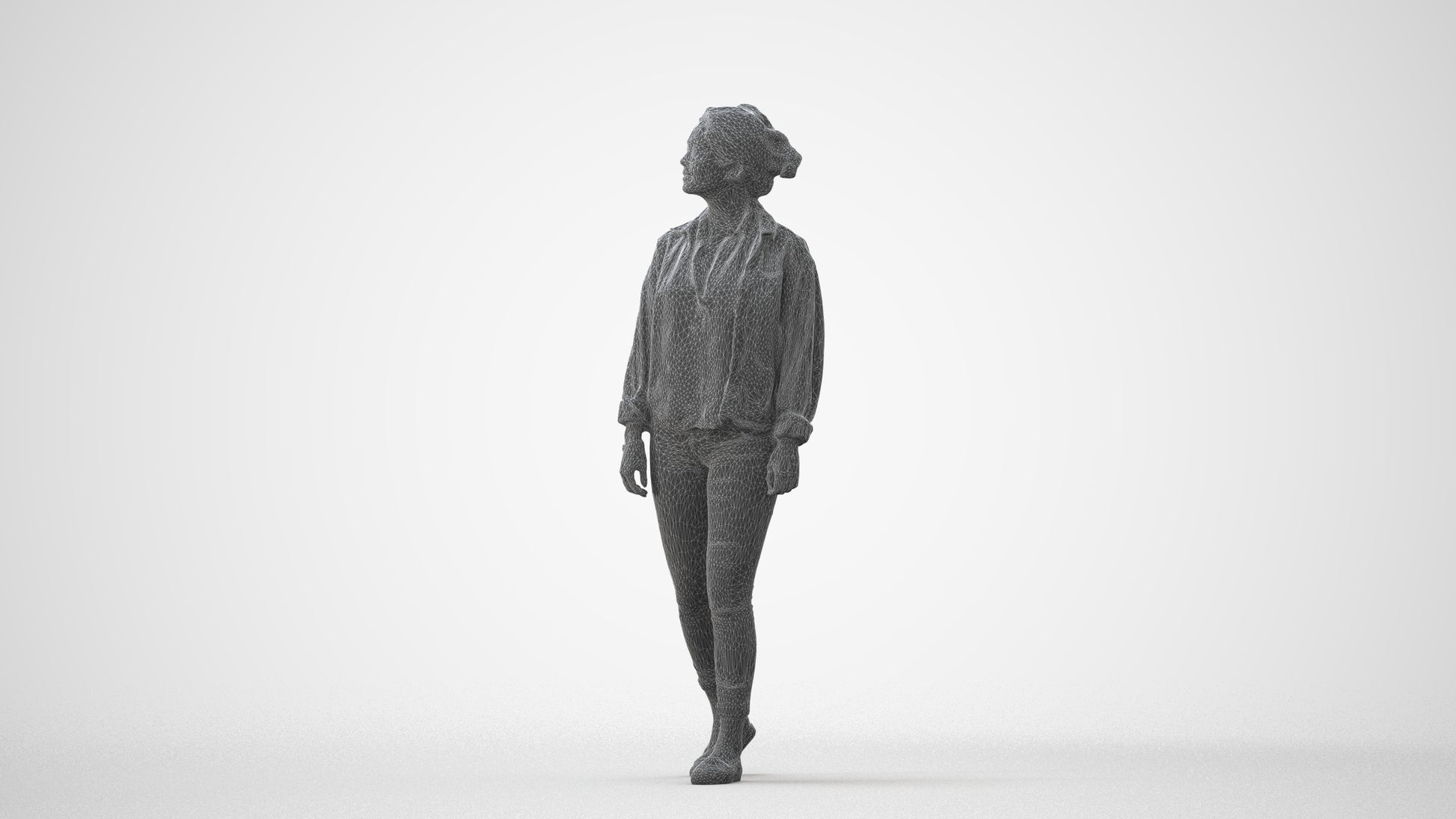 realistic 3D people woman casual walking, render-ready for V-Ray and Corona, FBX OBJ, square thumbnail