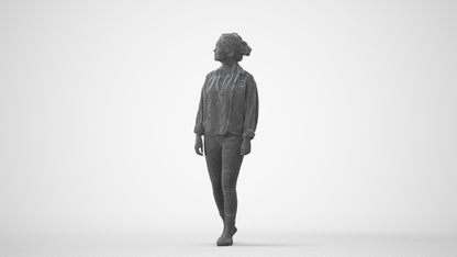 realistic 3D people woman casual walking, render-ready for V-Ray and Corona, FBX OBJ, square thumbnail