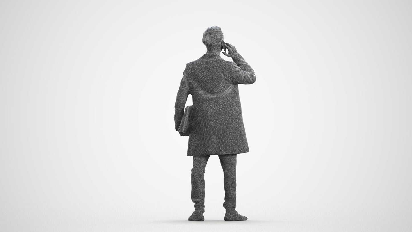 realistic 3D people man business standing, render-ready for V-Ray and Corona, FBX OBJ, wireframe front view