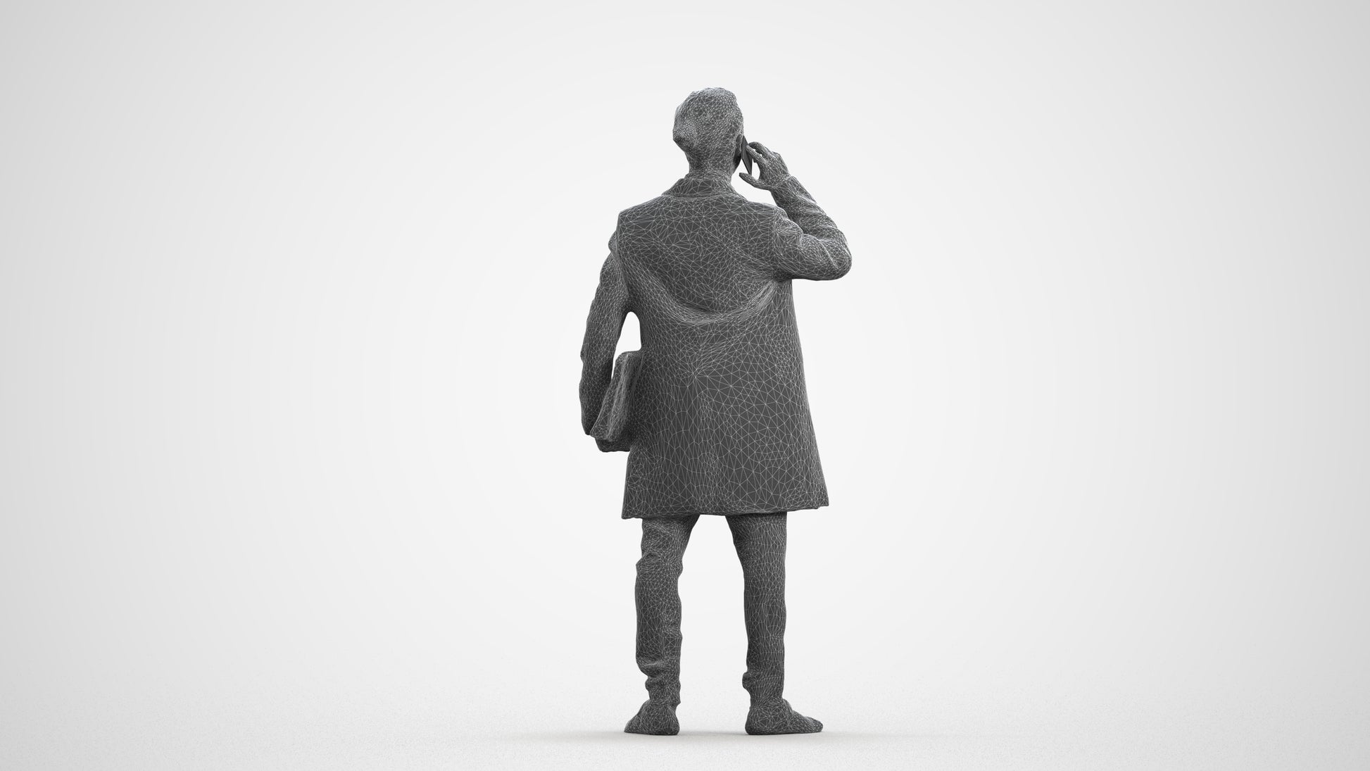 realistic 3D people man business standing, render-ready for V-Ray and Corona, FBX OBJ, wireframe front view