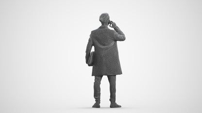 realistic 3D people man business standing, render-ready for V-Ray and Corona, FBX OBJ, wireframe front view