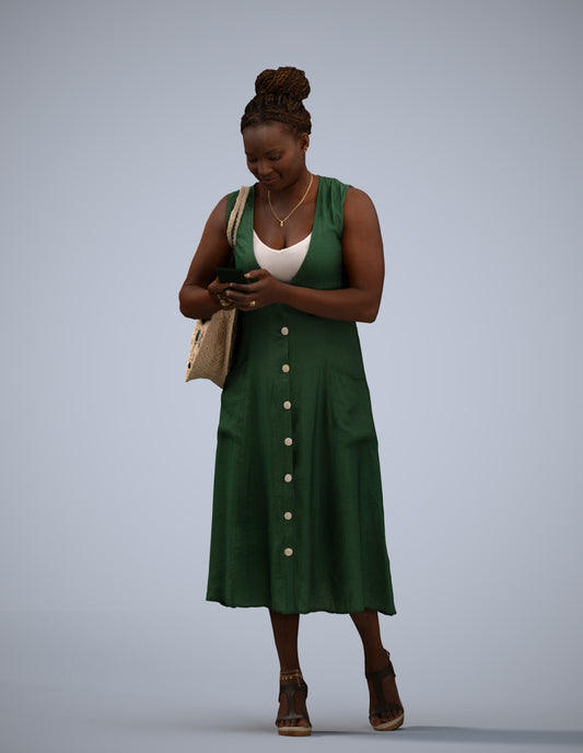 realistic 3D woman casual standing, scanned archviz people for Blender and 3ds Max