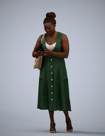 realistic 3D woman casual standing, scanned archviz people for Blender and 3ds Max