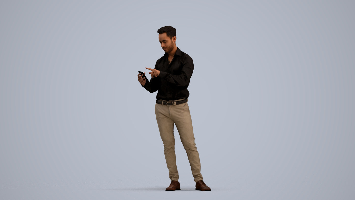 realistic 3D people man business standing, render-ready for V-Ray and Corona, FBX OBJ, standing pose render