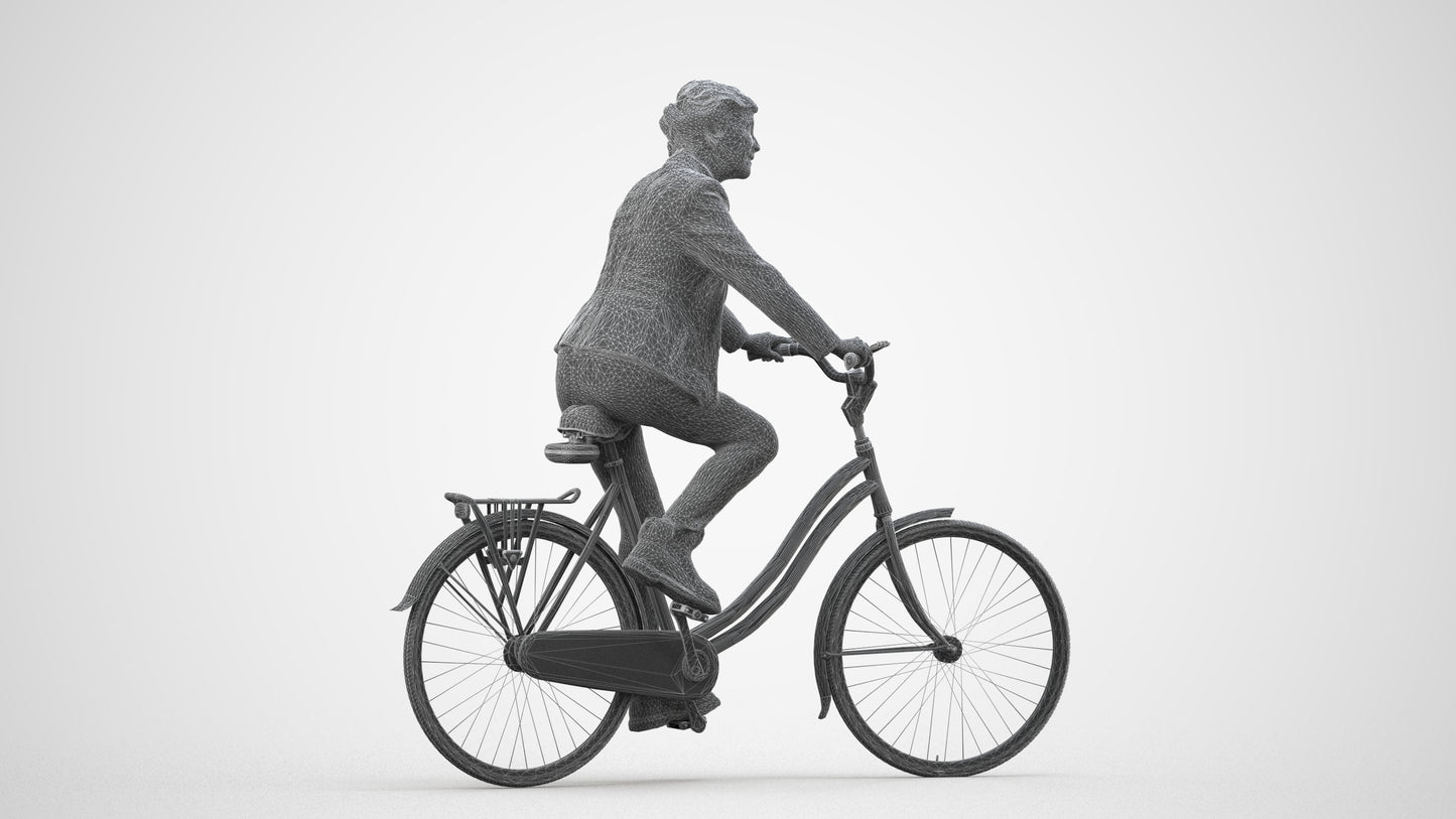 photogrammetry 3D senior woman business cycling, realistic human model archviz FBX, wireframe side view