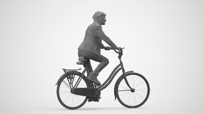 photogrammetry 3D senior woman business cycling, realistic human model archviz FBX, wireframe side view