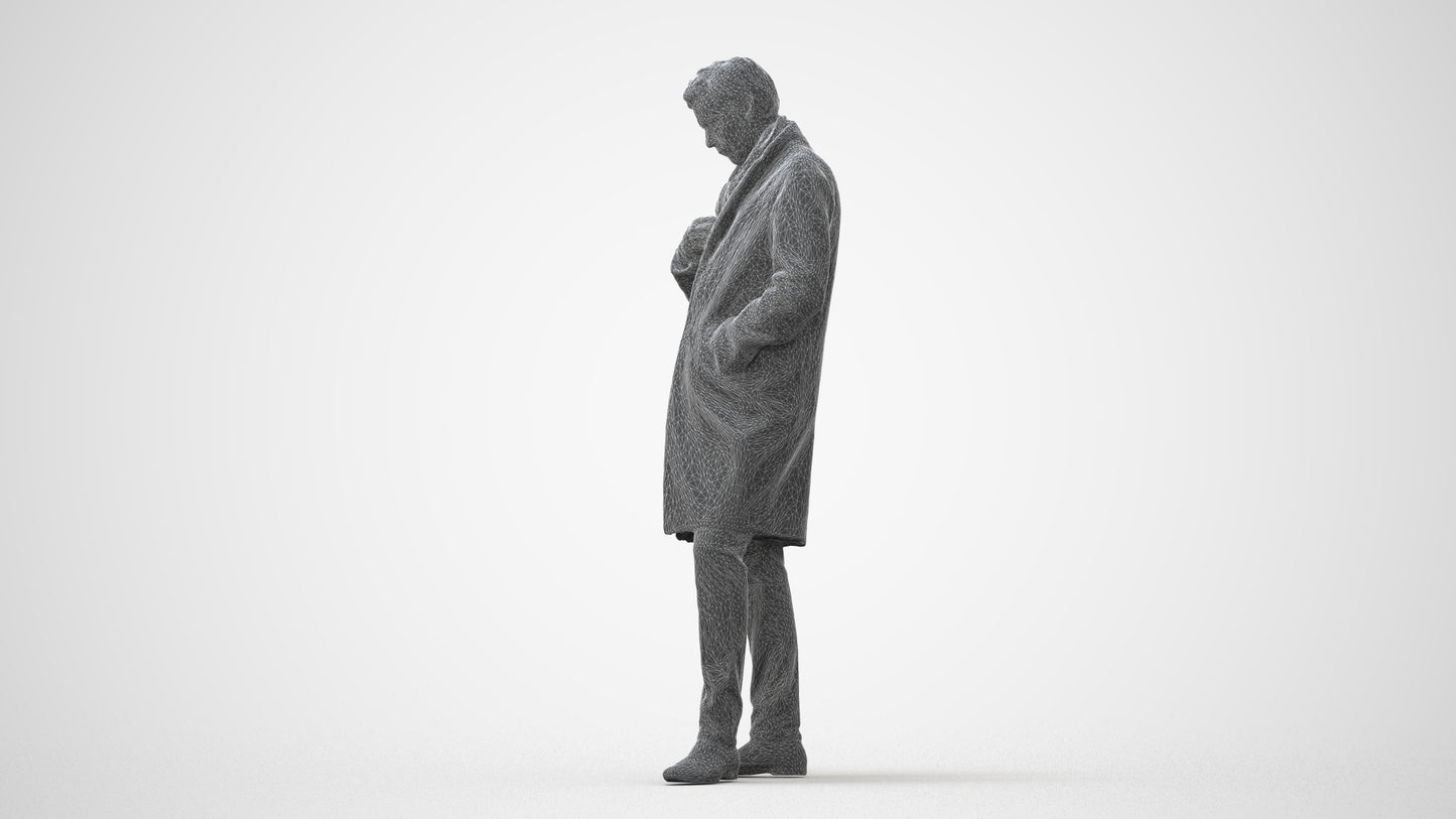 3D human model man standing, photogrammetry scanned person for archviz, square thumbnail
