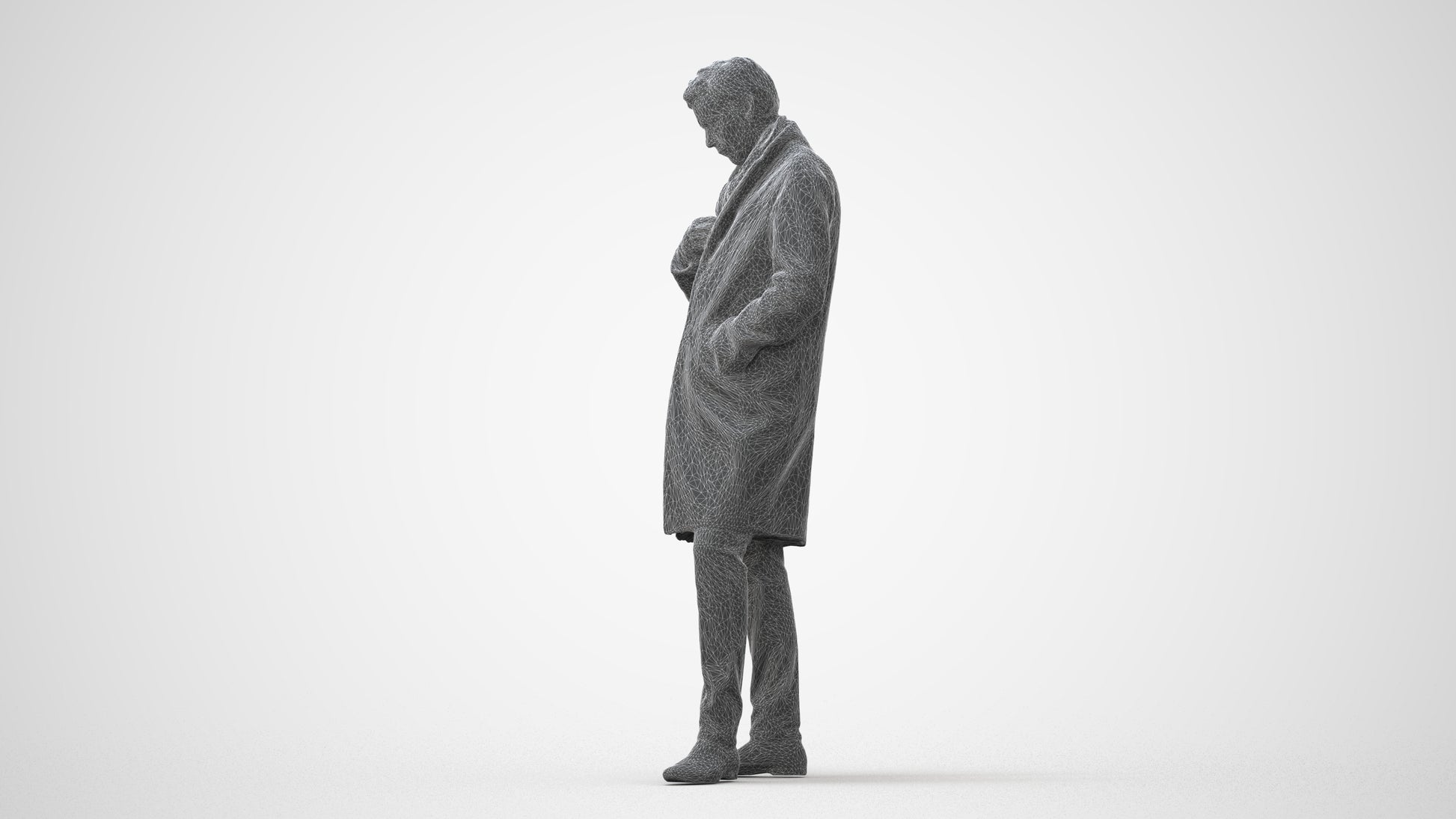 3D human model man standing, photogrammetry scanned person for archviz, square thumbnail