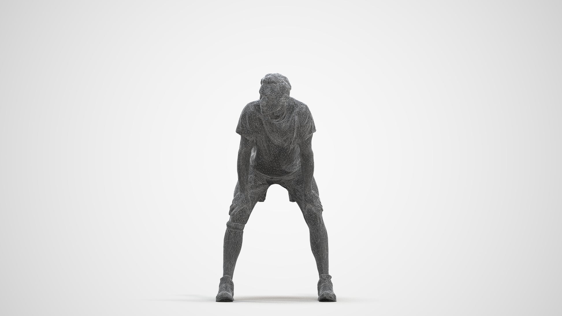 realistic 3D man sport, scanned archviz people for Blender and 3ds Max, three-quarter front view render