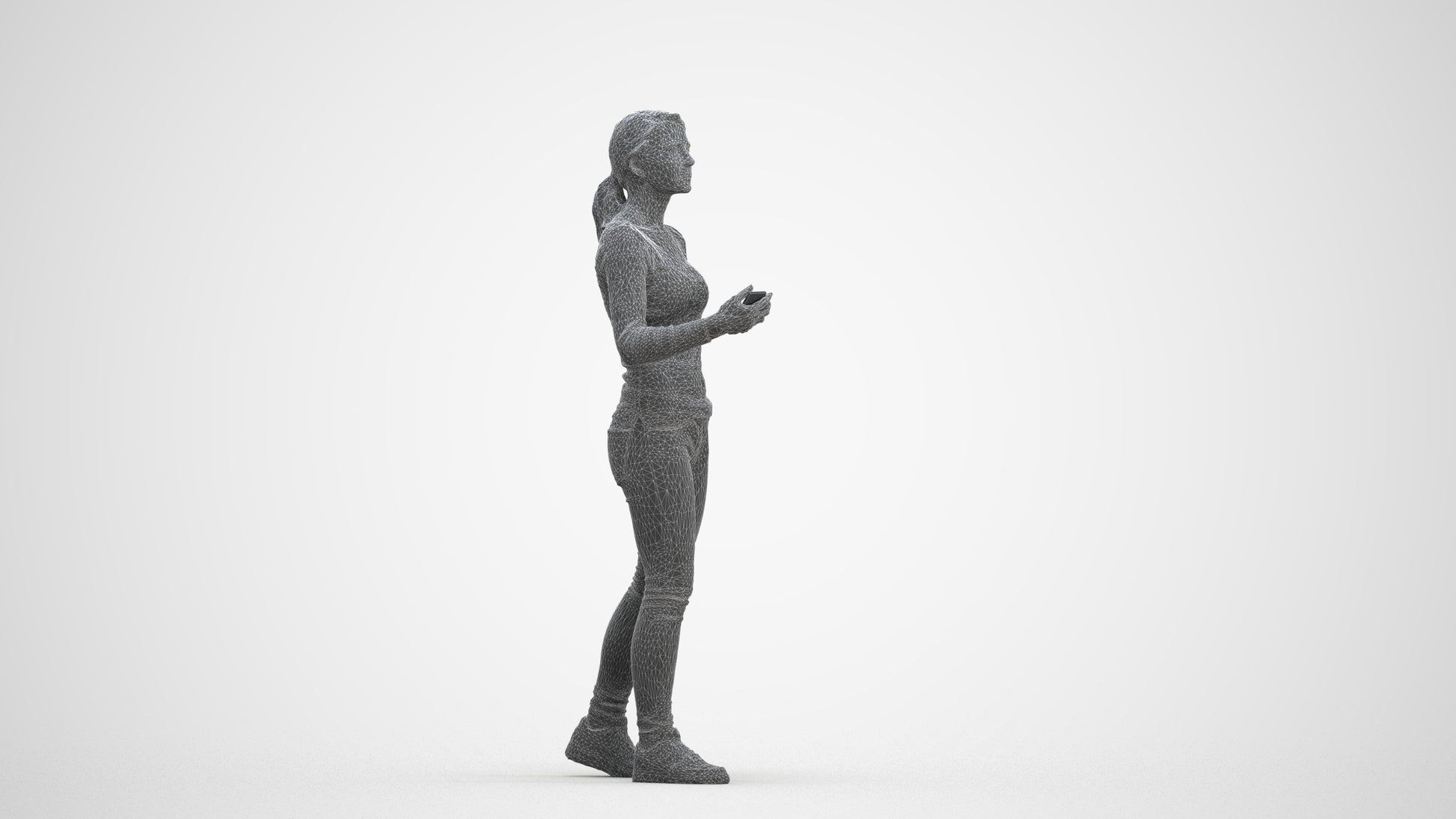 realistic 3D people woman casual walking, render-ready for V-Ray and Corona, FBX OBJ, three-quarter front view render