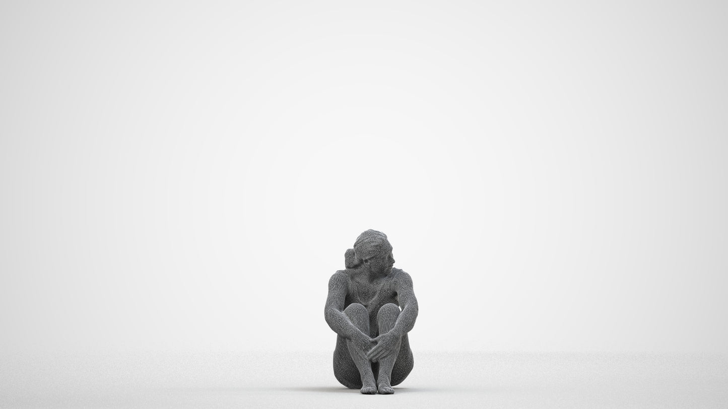 photogrammetry 3D woman sport pool, realistic human model archviz FBX, wireframe side view
