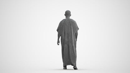 3D scanned man walking, photorealistic archviz people for Enscape and SketchUp, wireframe front view