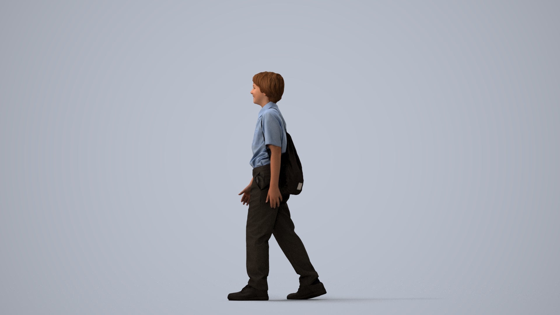 3D people model boy kids, scanned human for 3ds Max rendering, three-quarter view render