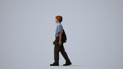 3D people model boy kids, scanned human for 3ds Max rendering, three-quarter view render