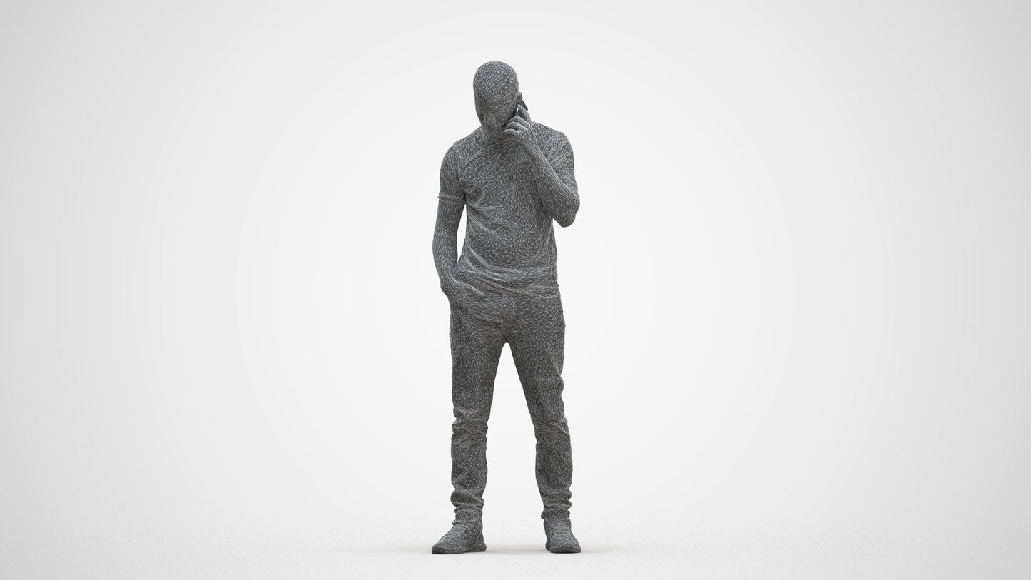 realistic 3D people man casual standing, render-ready for V-Ray and Corona, FBX OBJ, three-quarter front view render