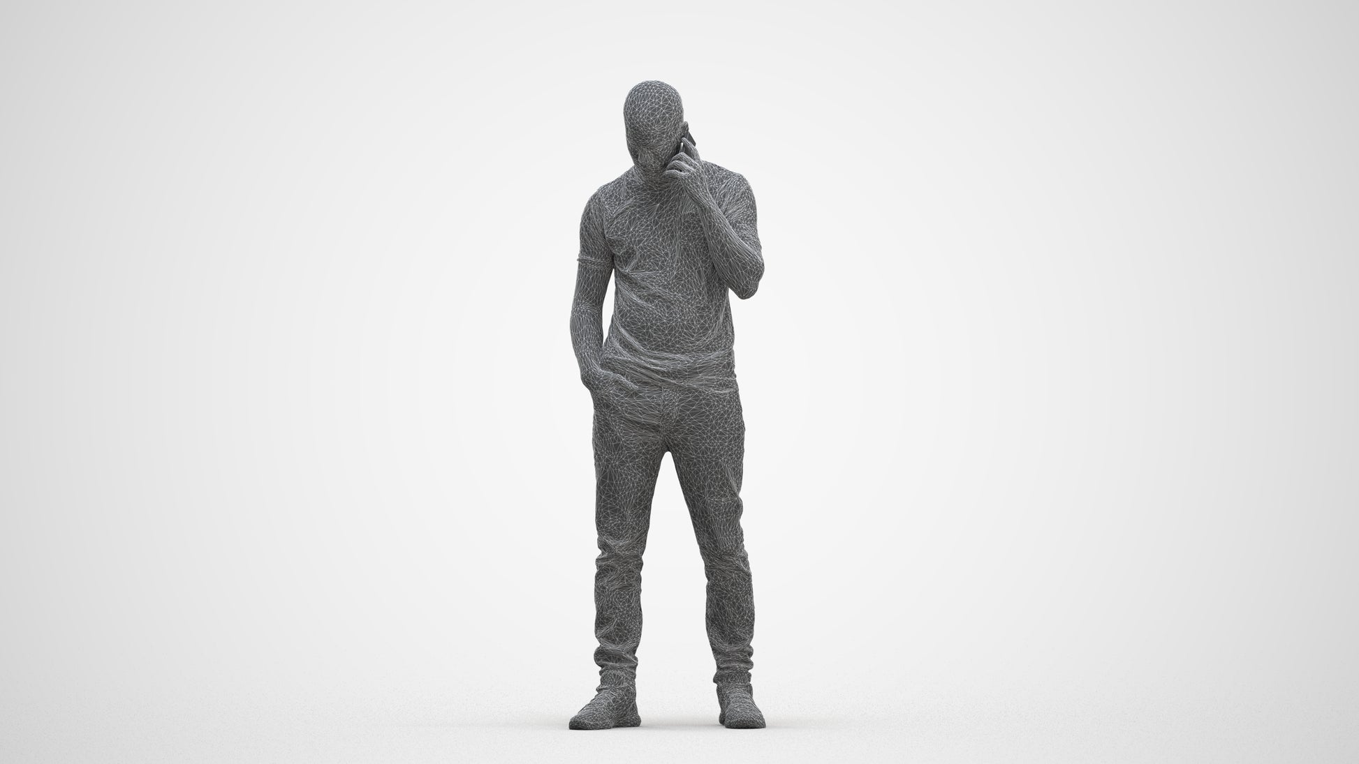 realistic 3D people man casual standing, render-ready for V-Ray and Corona, FBX OBJ, three-quarter front view render