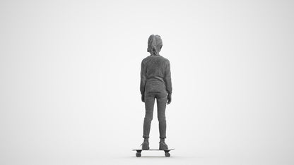 scanned 3D girl casual kids, photogrammetry people for Enscape and V-Ray, wireframe front view