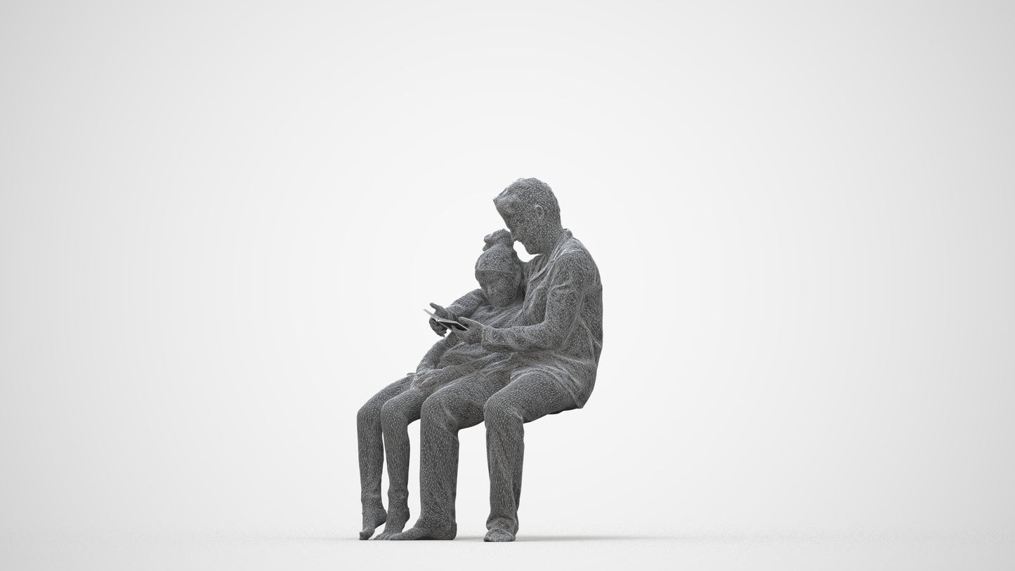 photogrammetry 3D girl kids, realistic human model archviz FBX, wireframe back view
