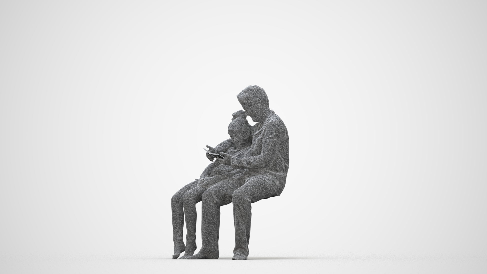 photogrammetry 3D girl kids, realistic human model archviz FBX, wireframe back view