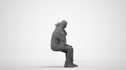 photogrammetry 3D woman casual couple, realistic human model archviz FBX, wireframe side view
