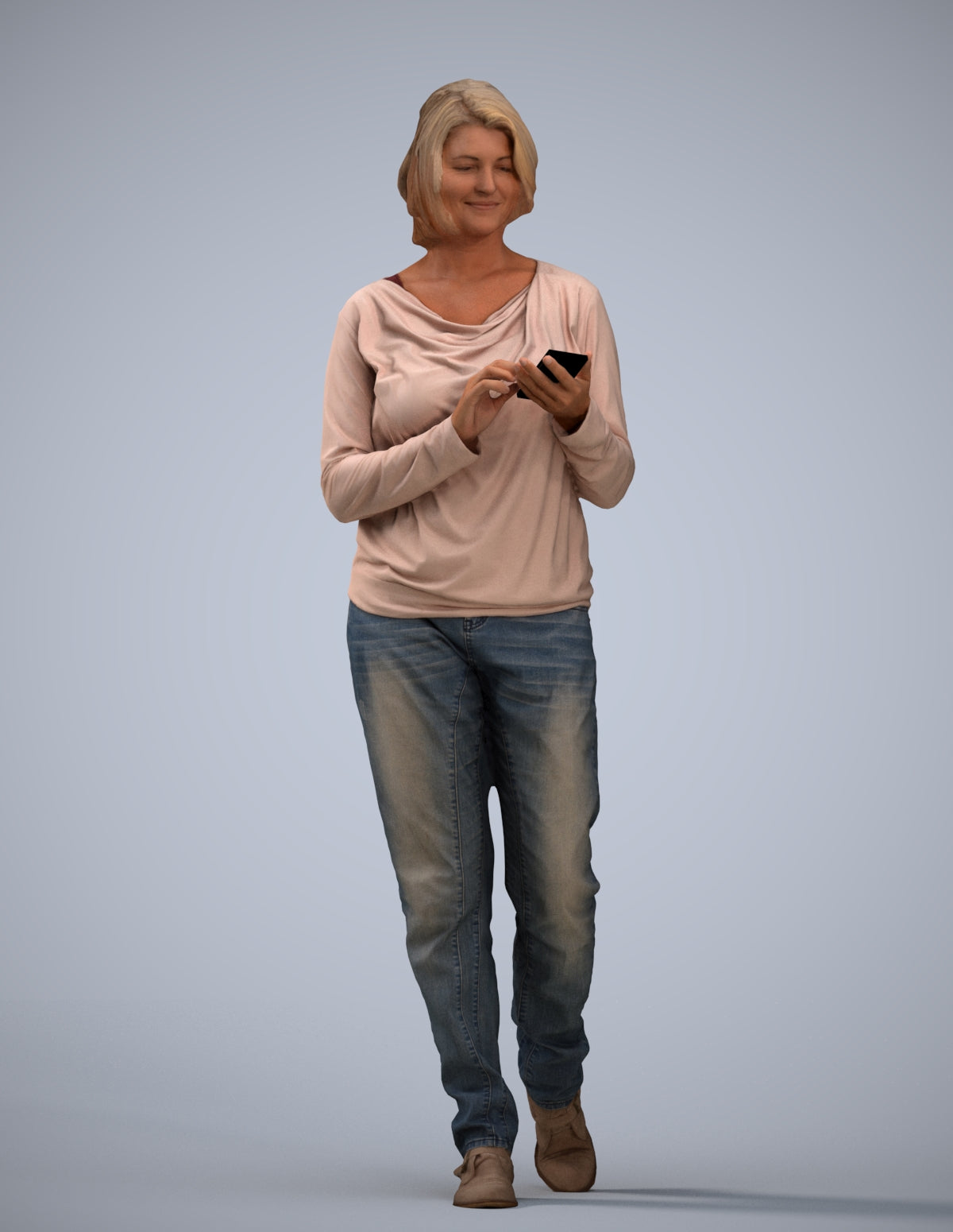 realistic 3D people woman casual walking, render-ready for V-Ray and Corona, FBX OBJ