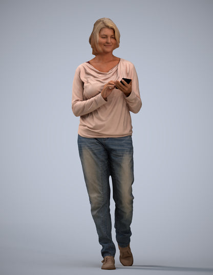 realistic 3D people woman casual walking, render-ready for V-Ray and Corona, FBX OBJ