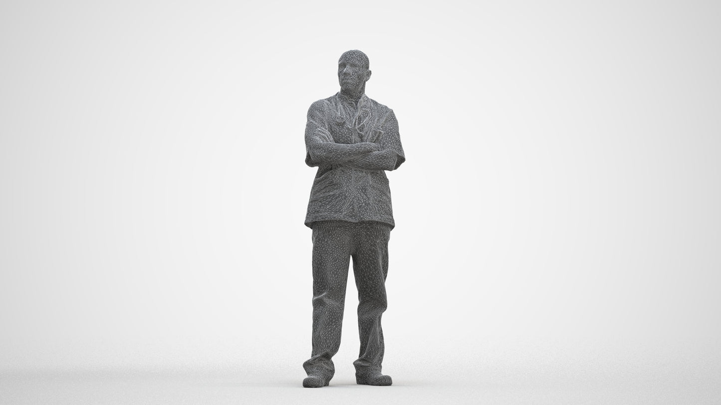 scanned 3D man medical, photogrammetry people for Enscape and V-Ray, three-quarter front view render