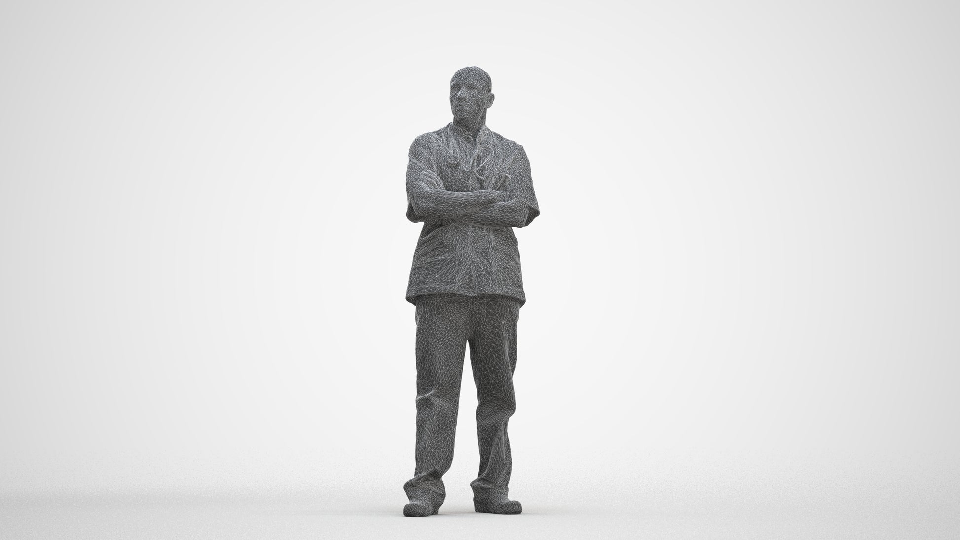 scanned 3D man medical, photogrammetry people for Enscape and V-Ray, three-quarter front view render