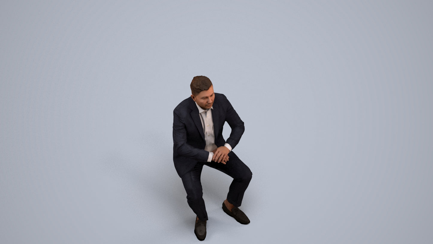 photogrammetry 3D man business, realistic human model archviz FBX, back view render