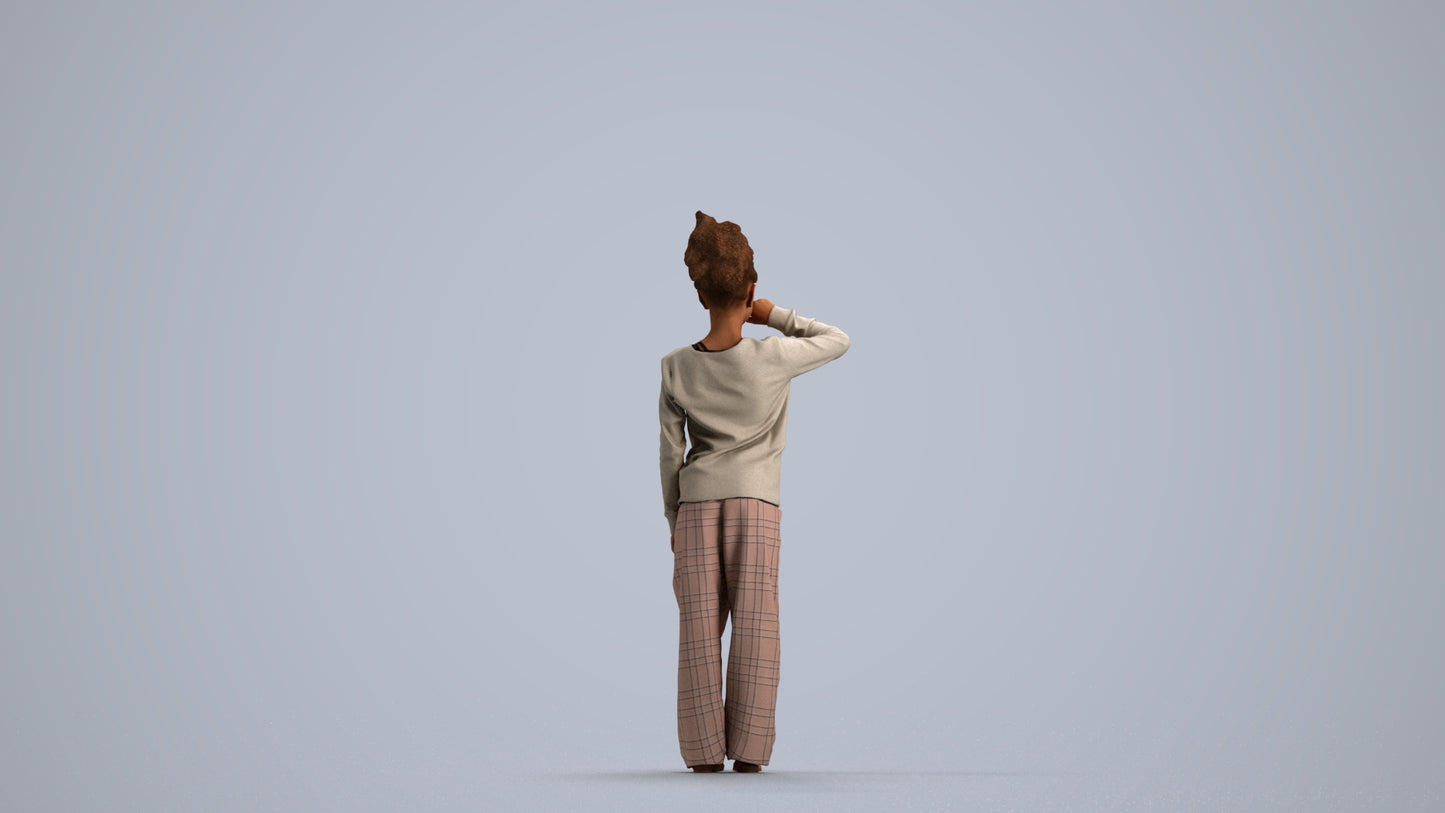 realistic 3D girl kids, scanned archviz people for Blender and 3ds Max, front view render