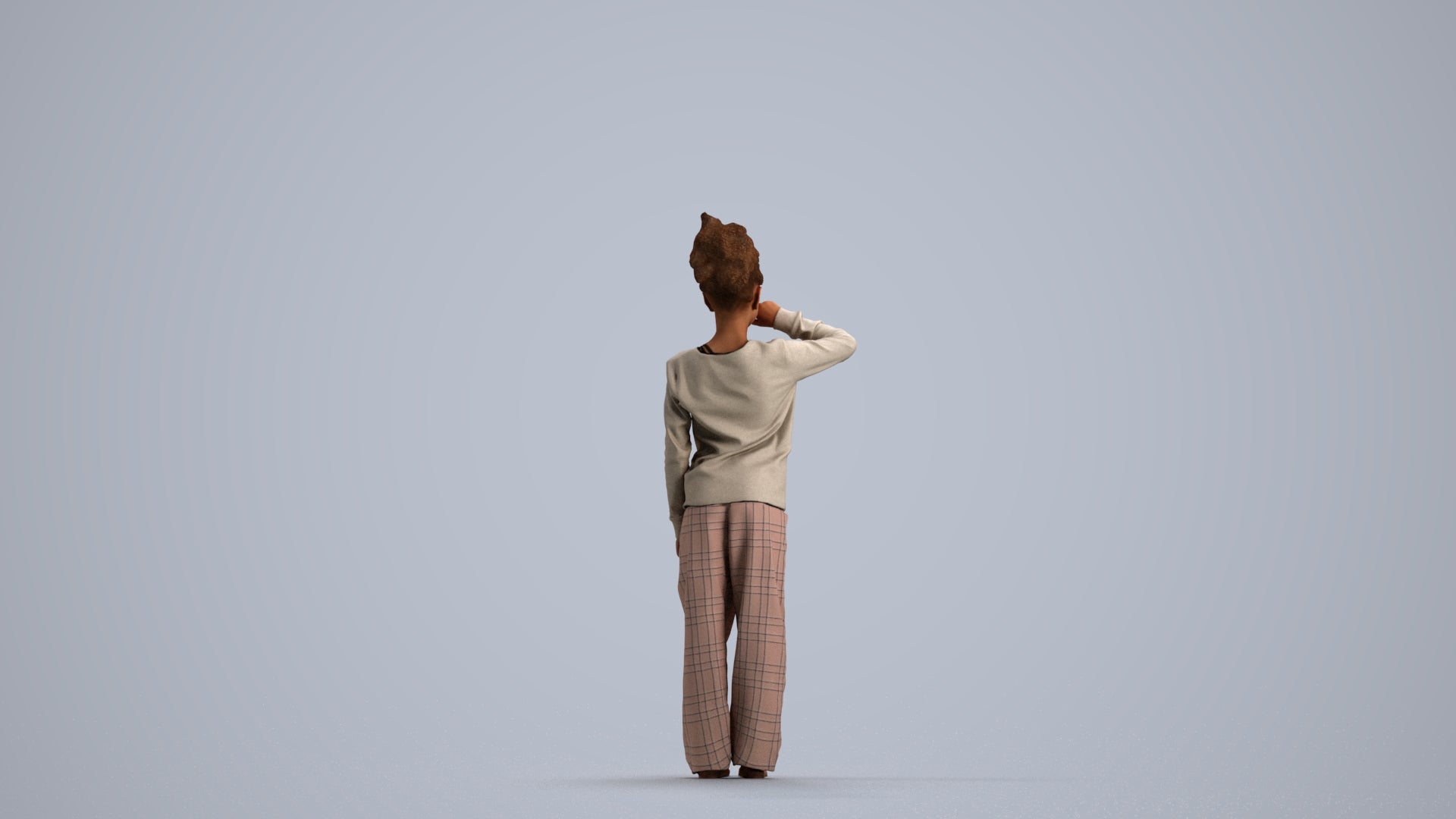 realistic 3D girl kids, scanned archviz people for Blender and 3ds Max, front view render