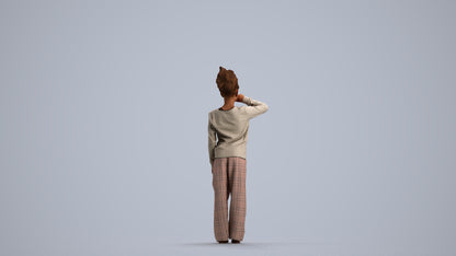 realistic 3D girl kids, scanned archviz people for Blender and 3ds Max, front view render