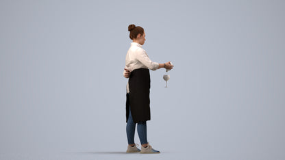 scanned 3D woman casual hospitality, photogrammetry people for Enscape and V-Ray, side view render