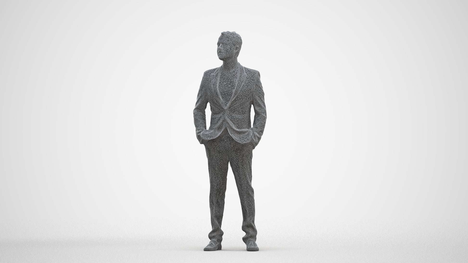 photogrammetry 3D man formal formalaffairs, realistic human model archviz FBX, three-quarter front view render