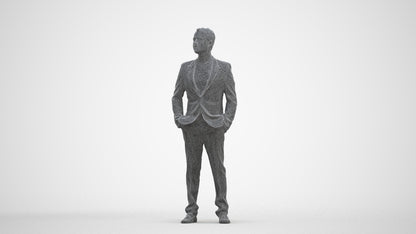 photogrammetry 3D man formal formalaffairs, realistic human model archviz FBX, three-quarter front view render
