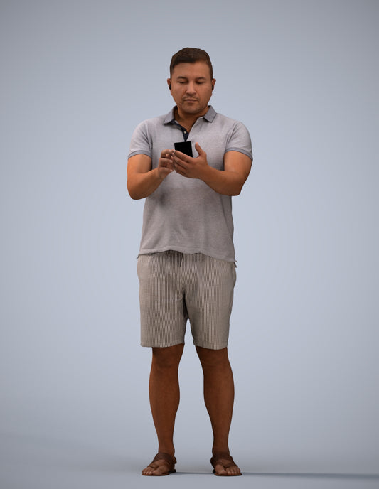 realistic 3D human man casual standing, archviz people FBX OBJ for Blender