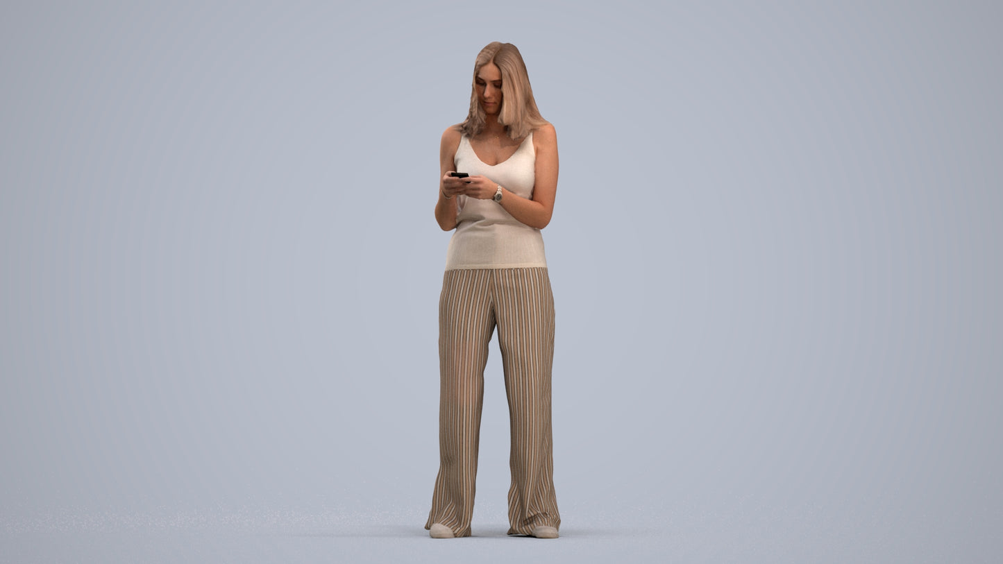photogrammetry 3D woman casual standing, realistic human model archviz FBX, standing pose render
