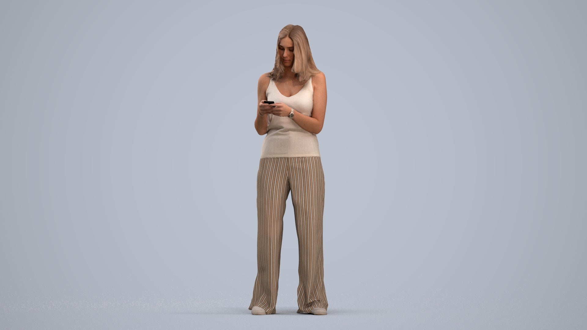 photogrammetry 3D woman casual standing, realistic human model archviz FBX, standing pose render